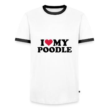 caniche - T-shirt contrasté Homme - blanc/noir - Devant - AI Model Female 172 light (172cm) & AI Model Male 178 dark (178cm)