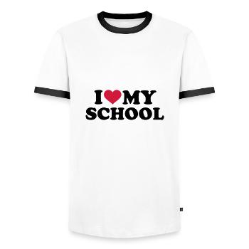 Schule - Männer Kontrast-T-Shirt - Weiß/Schwarz - Vorne - AI Model Female 172 light (172cm) & AI Model Male 178 dark (178cm)