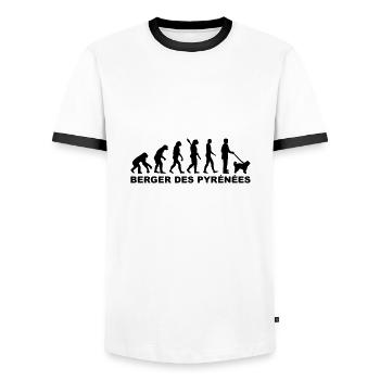 Berger des Pyrénées - T-shirt contrasté Homme - blanc/noir - Devant - AI Model Female 172 light (172cm) & AI Model Male 178 dark (178cm)