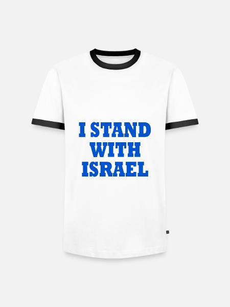 I Stand with israel - Herre kontrast-T-shirt - hvid/sort