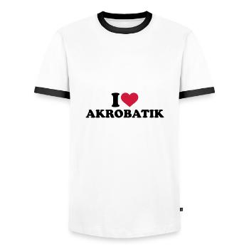 Acrobatics - Men's Ringer Shirt - white/black - Front - AI Model Female 172 light (172cm) & AI Model Male 178 dark (178cm)
