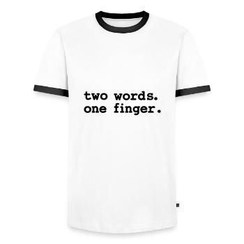 Two words, one finger - Männer Kontrast-T-Shirt - Weiß/Schwarz - Vorne - AI Model Female 172 light (172cm) & AI Model Male 178 dark (178cm)
