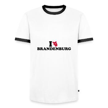 Brandenburg - Männer Kontrast-T-Shirt - Weiß/Schwarz - Vorne - AI Model Female 172 light (172cm) & AI Model Male 178 dark (178cm)
