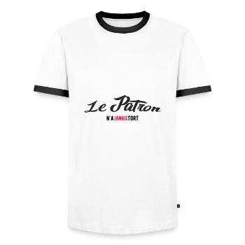Le patron n'a jamais tort. Humour pour patron cool - T-shirt contrasté Homme - blanc/noir - Devant - AI Model Female 172 light (172cm) & AI Model Male 178 dark (178cm)