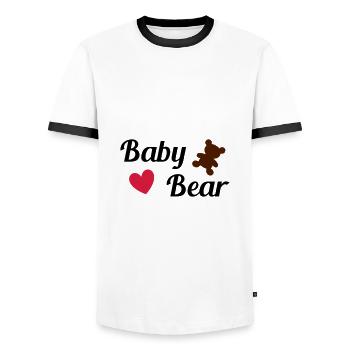 Baby bear (bear, heart) - Men's Ringer Shirt - white/black - Front - AI Model Female 172 light (172cm) & AI Model Male 178 dark (178cm)
