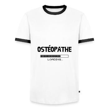 Ostéopathe Loading. Design pour futur ostéo - T-shirt contrasté Homme - blanc/noir - Devant - AI Model Female 172 light (172cm) & AI Model Male 178 dark (178cm)