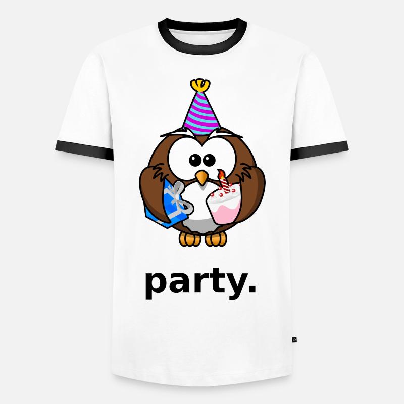 Party Eule - Männer Kontrast-T-Shirt - Weiß/Schwarz