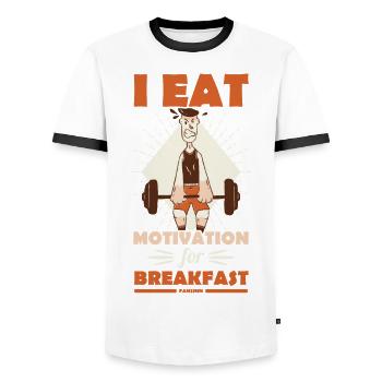 Motivation - Männer Kontrast-T-Shirt - Weiß/Schwarz - Vorne - AI Model Female 172 light (172cm) & AI Model Male 178 dark (178cm)
