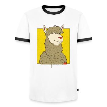 This Is My Human Costume I'm Really An Alpaca - Men's Ringer Shirt - white/black - Front - AI Model Female 172 light (172cm) & AI Model Male 178 dark (178cm)