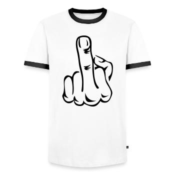Stinkefinger Middle Finger 2c - Männer Kontrast-T-Shirt - Weiß/Schwarz - Vorne - AI Model Female 172 light (172cm) & AI Model Male 178 dark (178cm)