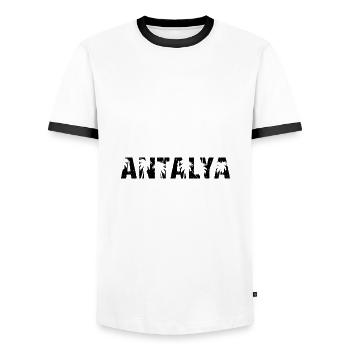 Antalya Palm Trees Turkey - Men's Ringer Shirt - white/black - Front - AI Model Female 172 light (172cm) & AI Model Male 178 dark (178cm)