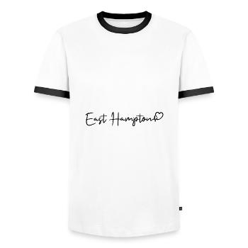 East Hampton heartbeat - Men's Ringer Shirt - white/black - Front - AI Model Female 172 light (172cm) & AI Model Male 178 dark (178cm)