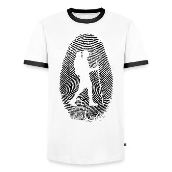 Hiking trekking fingerprint - outdoor - hiking - Men's Ringer Shirt - white/black - Front - AI Model Female 172 light (172cm) & AI Model Male 178 dark (178cm)