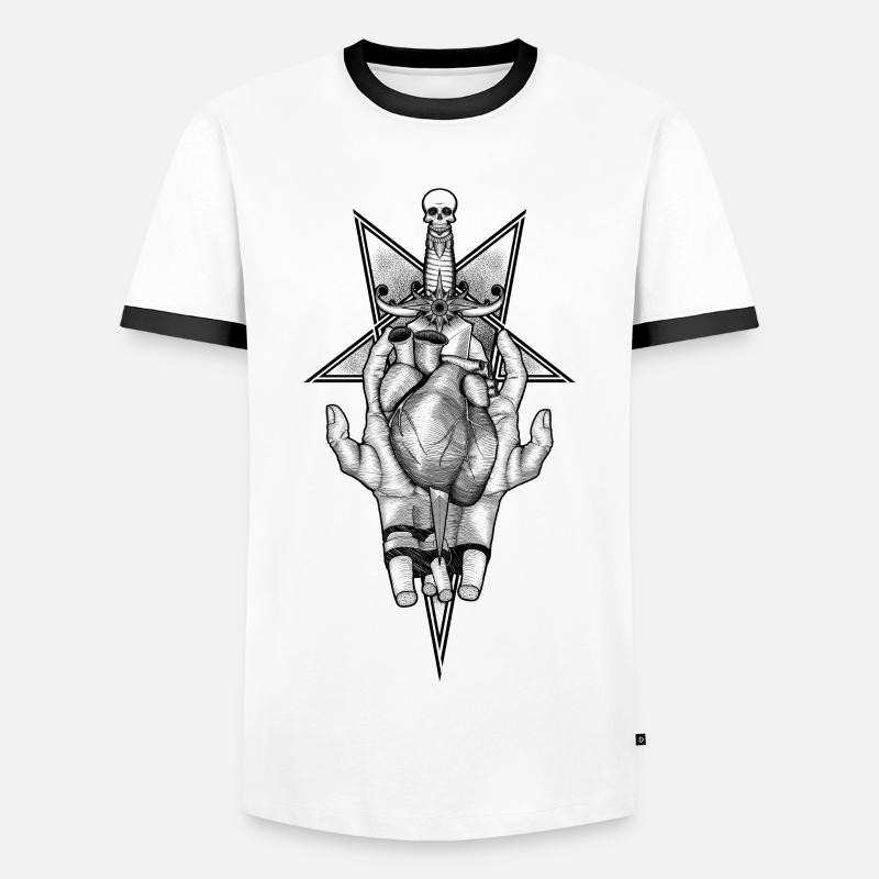 Aching Heart - Men's Ringer Shirt - white/black