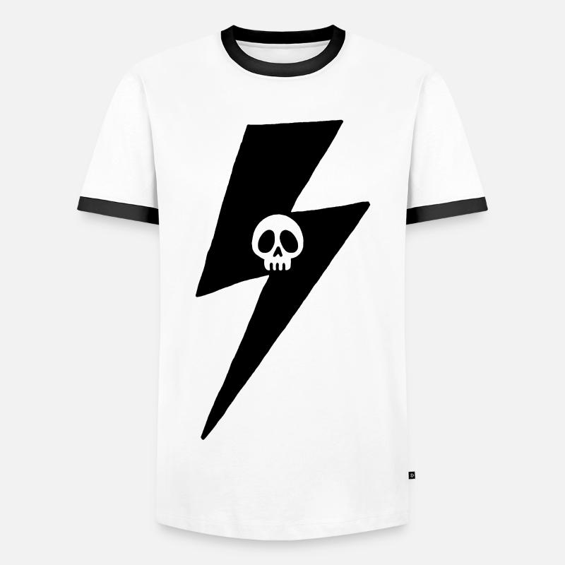 Minimalist Skull Lightning - Men's Ringer Shirt - white/black