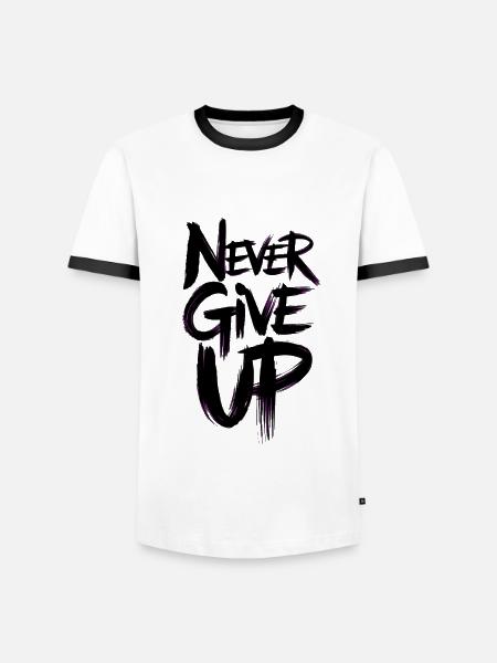 Gib niemals auf, lila Pinsel, - Männer Kontrast-T-Shirt - Weiß/Schwarz