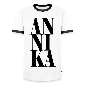 Annika Name Vorname Moderne Schrift Wort Art - Männer Kontrast-T-Shirt - Weiß/Schwarz - Vorne - AI Model Female 172 light (172cm) & AI Model Male 178 dark (178cm)