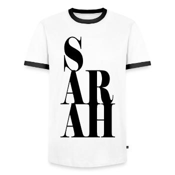 Sarah Nom Prénom Police moderne Word Art - T-shirt contrasté Homme - blanc/noir - Devant - AI Model Female 172 light (172cm) & AI Model Male 178 dark (178cm)