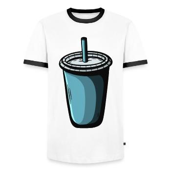 To Go Shake coffee drink - Men's Ringer Shirt - white/black - Front - AI Model Female 172 light (172cm) & AI Model Male 178 dark (178cm)