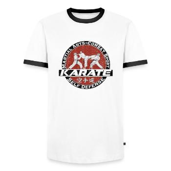 Karate Kampfkunst Vintage - Männer Kontrast-T-Shirt - Weiß/Schwarz - Vorne - AI Model Female 172 light (172cm) & AI Model Male 178 dark (178cm)