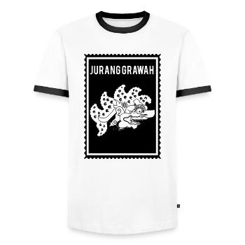 Jurang Grawah -Wayang - Männer Kontrast-T-Shirt - Weiß/Schwarz - Vorne - AI Model Female 172 light (172cm) & AI Model Male 178 dark (178cm)