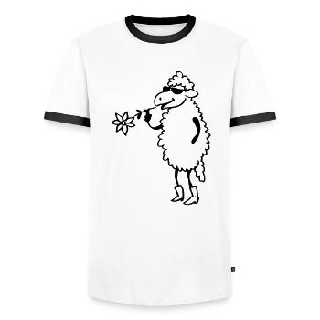 Cooles Schaf - Männer Kontrast-T-Shirt - Weiß/Schwarz - Vorne - AI Model Female 172 light (172cm) & AI Model Male 178 dark (178cm)