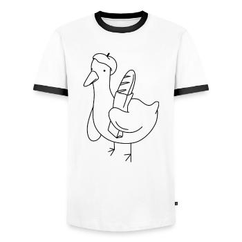 Baguette Canard - T-shirt contrasté Homme - blanc/noir - Devant - AI Model Female 172 light (172cm) & AI Model Male 178 dark (178cm)