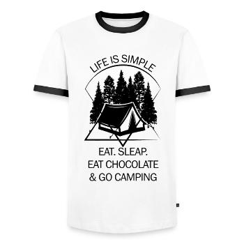 Tente Camping Camper Scout Bivouac - T-shirt contrasté Homme - blanc/noir - Devant - AI Model Female 172 light (172cm) & AI Model Male 178 dark (178cm)