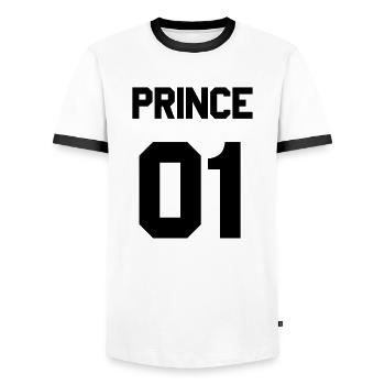 Prince 01 - Männer Kontrast-T-Shirt - Weiß/Schwarz - Vorne - AI Model Female 172 light (172cm) & AI Model Male 178 dark (178cm)