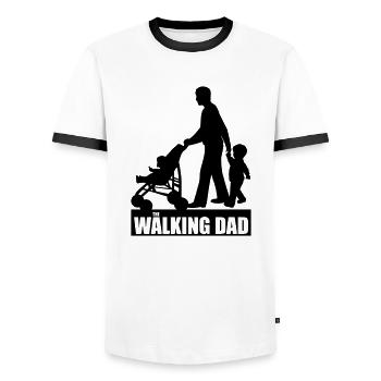 Walking Dad 2 - Männer Kontrast-T-Shirt - Weiß/Schwarz - Vorne - AI Model Female 172 light (172cm) & AI Model Male 178 dark (178cm)