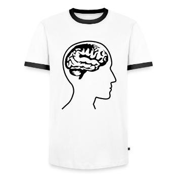 brain_head___f1 - Männer Kontrast-T-Shirt - Weiß/Schwarz - Vorne - AI Model Female 172 light (172cm) & AI Model Male 178 dark (178cm)