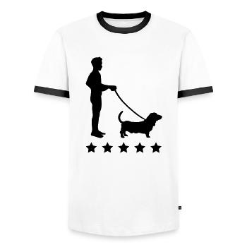 gassi_gehen_sterne_c1 - Men's Ringer Shirt - white/black - Front - AI Model Female 172 light (172cm) & AI Model Male 178 dark (178cm)