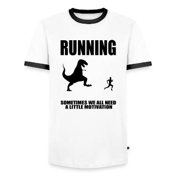 Laufende Motivation - Männer Kontrast-T-Shirt - Weiß/Schwarz - Vorne - AI Model Female 172 light (172cm) & AI Model Male 178 dark (178cm)