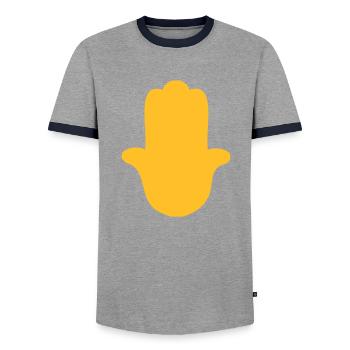 fatima khamsa main musulman kabbale - T-shirt contrasté Homme - gris/marine  - Devant - AI Model Female 172 light (172cm) & AI Model Male 178 light (178cm)
