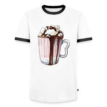 Cacao à la guimauve - T-shirt contrasté Homme - blanc/noir - Devant - AI Model Female 172 light (172cm) & AI Model Male 178 dark (178cm)
