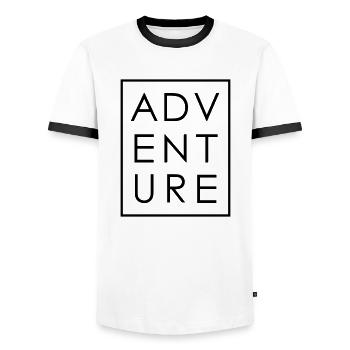 ADVENTURE - Men's Ringer Shirt - white/black - Front - AI Model Female 172 light (172cm) & AI Model Male 178 dark (178cm)