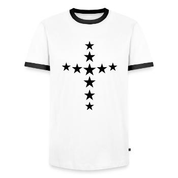 kreuz - Männer Kontrast-T-Shirt - Weiß/Schwarz - Vorne - AI Model Female 172 light (172cm) & AI Model Male 178 dark (178cm)