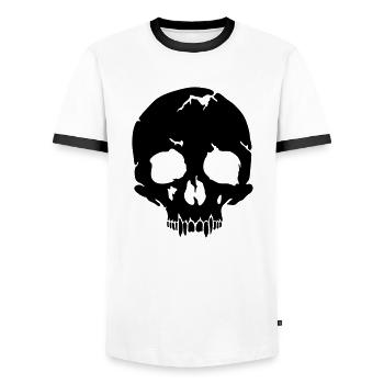 Skull - Men's Ringer Shirt - white/black - Front - AI Model Female 172 light (172cm) & AI Model Male 178 dark (178cm)
