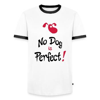 humorous dog - Men's Ringer Shirt - white/black - Front - AI Model Female 172 light (172cm) & AI Model Male 178 dark (178cm)
