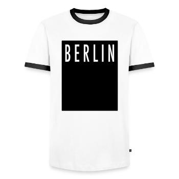 Berlin T-Shirt Berlin Gift - Men's Ringer Shirt - white/black - Front - AI Model Female 172 light (172cm) & AI Model Male 178 dark (178cm)