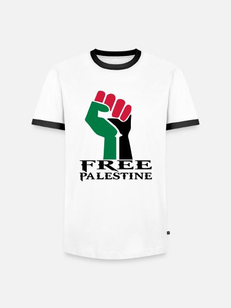 drawing palestinian symbol flag palestine - Men's Ringer Shirt - white/black