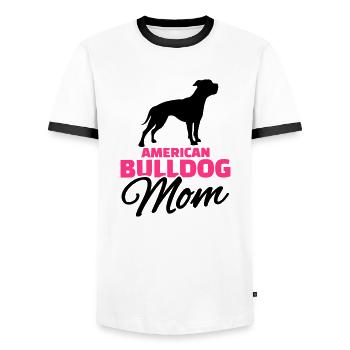 American Bulldog Mom - T-shirt contrasté Homme - blanc/noir - Devant - AI Model Female 172 light (172cm) & AI Model Male 178 dark (178cm)