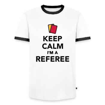 Keep calm I'm a Referee - T-shirt contrasté Homme - blanc/noir - Devant - AI Model Female 172 light (172cm) & AI Model Male 178 dark (178cm)