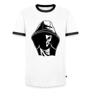 Horror gesicht monster kapuze - Männer Kontrast-T-Shirt - Weiß/Schwarz - Vorne - AI Model Female 172 light (172cm) & AI Model Male 178 dark (178cm)
