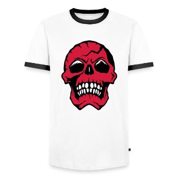 kopf des todes schädel halloween zeichnung 1112 - Männer Kontrast-T-Shirt - Weiß/Schwarz - Vorne - AI Model Female 172 light (172cm) & AI Model Male 178 dark (178cm)