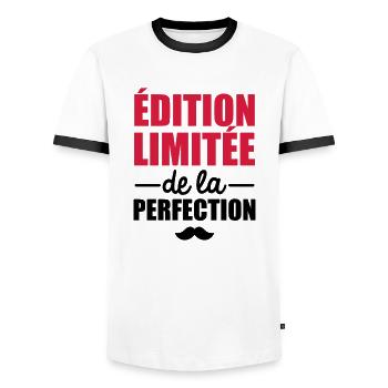 édition limitée de la perfection - T-shirt contrasté Homme - blanc/noir - Devant - AI Model Female 172 light (172cm) & AI Model Male 178 dark (178cm)