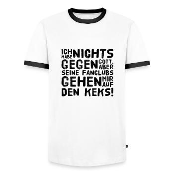 ich habe nichts gegen Gott - Männer Kontrast-T-Shirt - Weiß/Schwarz - Vorne - AI Model Female 172 light (172cm) & AI Model Male 178 dark (178cm)