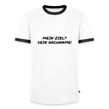 ich will dich heiraten - Männer Kontrast-T-Shirt - Weiß/Schwarz - Vorne - AI Model Female 172 light (172cm) & AI Model Male 178 dark (178cm)