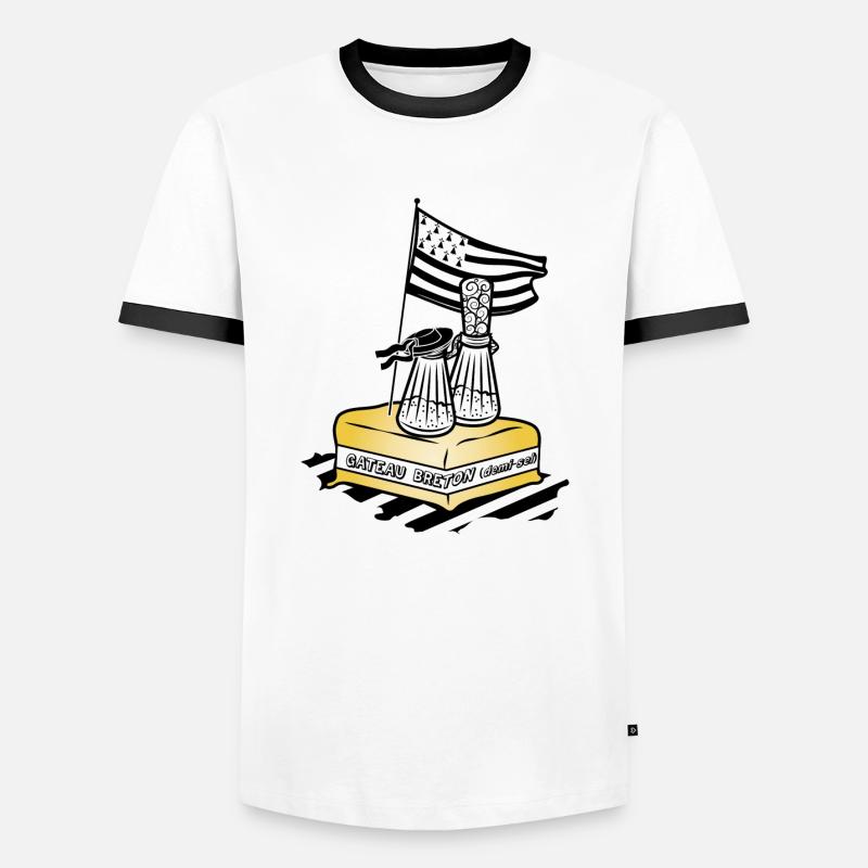 Breton cake - Men's Ringer Shirt - white/black