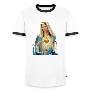 Holly Mary Maria Madonna Mariana Jungfrau Maria - Männer Kontrast-T-Shirt - Weiß/Schwarz - Vorne - AI Model Female 172 light (172cm) & AI Model Male 178 dark (178cm)